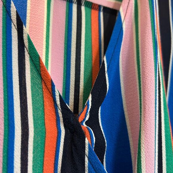 Ivy for Anthropologie Striped Wrap Romper - Blue, Pink, Green - Size L - Picture 5 of 12